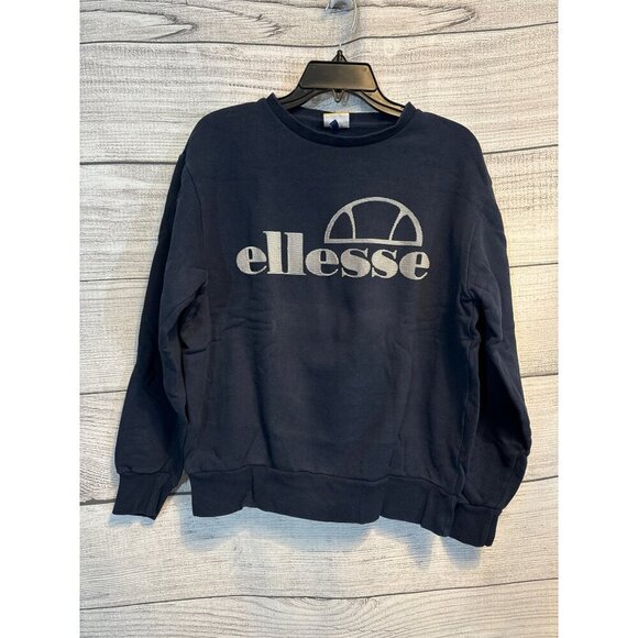 Ellesse Mens Navy Blue Textured Crewneck Sweatshirt M - Picture 1 of 4